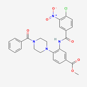 molecular formula C26H23ClN4O6 B12493890 Methyl 3-{[(4-chloro-3-nitrophenyl)carbonyl]amino}-4-[4-(phenylcarbonyl)piperazin-1-yl]benzoate 