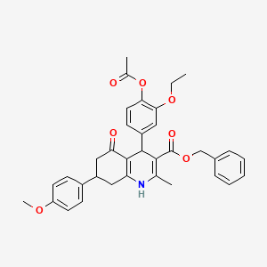 molecular formula C35H35NO7 B12493894 Benzyl 4-[4-(acetyloxy)-3-ethoxyphenyl]-7-(4-methoxyphenyl)-2-methyl-5-oxo-1,4,5,6,7,8-hexahydroquinoline-3-carboxylate 