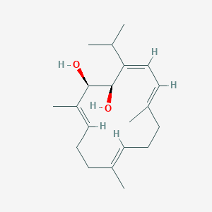 molecular formula C20H32O2 B1249392 (1R,2R,3Z,5E,9E,13E)-6,10,14-trimethyl-3-propan-2-ylcyclotetradeca-3,5,9,13-tetraene-1,2-diol 