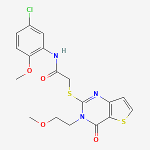 molecular formula C18H18ClN3O4S2 B12493941 N-(5-chloro-2-methoxyphenyl)-2-{[3-(2-methoxyethyl)-4-oxo-3,4-dihydrothieno[3,2-d]pyrimidin-2-yl]sulfanyl}acetamide 