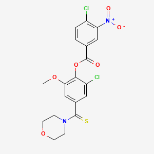 molecular formula C19H16Cl2N2O6S B12493979 2-Chloro-6-methoxy-4-(morpholin-4-ylcarbonothioyl)phenyl 4-chloro-3-nitrobenzoate 