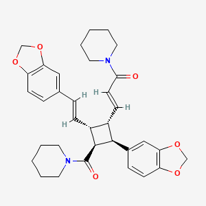 molecular formula C34H38N2O6 B1249399 (E)-3-[(1S,2R,3S,4R)-2-(1,3-苯并二氧杂环-5-基)-4-[(E)-2-(1,3-苯并二氧杂环-5-基)乙烯基]-3-(哌啶-1-羰基)环丁基]-1-哌啶-1-基丙-2-烯-1-酮 