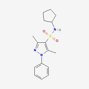 molecular formula C16H21N3O2S B12494000 N-cyclopentyl-3,5-dimethyl-1-phenyl-1H-pyrazole-4-sulfonamide 
