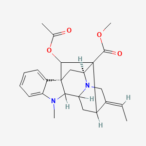 molecular formula C24H28N2O4 B1249407 methyl (1R,13E,16S)-18-acetyloxy-13-ethylidene-8-methyl-8,15-diazahexacyclo[14.2.1.01,9.02,7.010,15.012,17]nonadeca-2,4,6-triene-17-carboxylate 