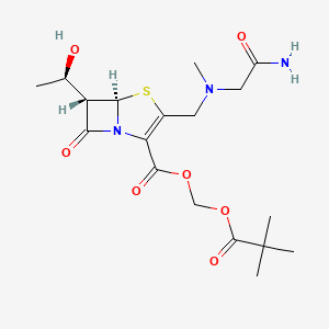2,2-dimethylpropanoyloxymethyl (5R,6S)-3-[[(2-amino-2-oxoethyl)-methylamino]methyl]-6-[(1R)-1-hydroxyethyl]-7-oxo-4-thia-1-azabicyclo[3.2.0]hept-2-ene-2-carboxylate