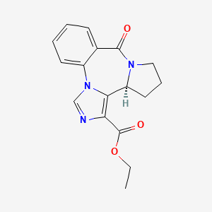 molecular formula C17H17N3O3 B1249412 ethyl (7S)-12-oxo-2,4,11-triazatetracyclo[11.4.0.02,6.07,11]heptadeca-1(17),3,5,13,15-pentaene-5-carboxylate 