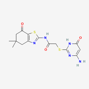 molecular formula C15H17N5O3S2 B12494140 2-[(4-amino-6-oxo-1,6-dihydropyrimidin-2-yl)sulfanyl]-N-(5,5-dimethyl-7-oxo-4,5,6,7-tetrahydro-1,3-benzothiazol-2-yl)acetamide 