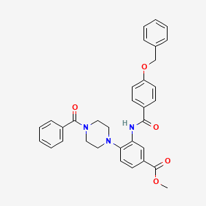 molecular formula C33H31N3O5 B12494450 Methyl 3-({[4-(benzyloxy)phenyl]carbonyl}amino)-4-[4-(phenylcarbonyl)piperazin-1-yl]benzoate 