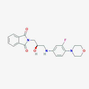 molecular formula C21H22FN3O4 B124945 (R)-2-(3-((3-Fluoro-4-morpholinophenyl)amino)-2-hydroxypropyl)isoindoline-1,3-dione CAS No. 874340-08-6