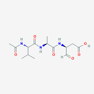 molecular formula C14H23N3O6 B124947 (S)-3-((S)-2-((S)-2-Acetamido-3-methylbutanamido)propanamido)-4-oxobutanoic acid CAS No. 147837-52-3