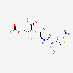 (6R,7R)-7-[[(2E)-2-(2-Amino-1,3-thiazol-4-yl)-2-hydroxyiminoacetyl]amino]-3-(dimethylcarbamoyloxymethyl)-8-oxo-5-thia-1-azabicyclo[4.2.0]oct-2-ene-2-carboxylic acid