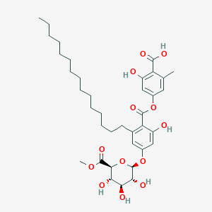 molecular formula C37H52O13 B1249506 2-hydroxy-4-[2-hydroxy-6-pentadecyl-4-[(2S,3R,4S,5S,6S)-3,4,5-trihydroxy-6-methoxycarbonyloxan-2-yl]oxybenzoyl]oxy-6-methylbenzoic acid 