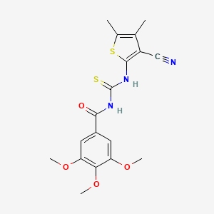 molecular formula C18H19N3O4S2 B12495065 N-[(3-cyano-4,5-dimethylthiophen-2-yl)carbamothioyl]-3,4,5-trimethoxybenzamide 