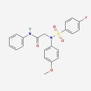 molecular formula C21H19FN2O4S B12495569 N~2~-[(4-fluorophenyl)sulfonyl]-N~2~-(4-methoxyphenyl)-N-phenylglycinamide 