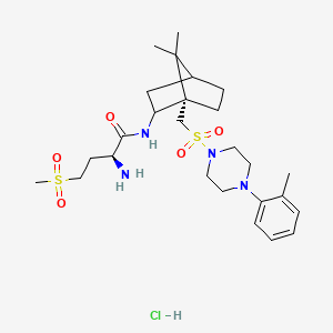 (2S)-2-amino-N-[(1S)-7,7-dimethyl-1-[[4-(2-methylphenyl)piperazin-1-yl]sulfonylmethyl]-2-bicyclo[2.2.1]heptanyl]-4-methylsulfonylbutanamide;hydrochloride