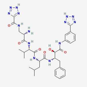 N-((S)-3-((S)-1-((S)-1-((2S,3R)-4-(3-(2H-tetrazol-5-yl)phenylamino)-3-hydroxy-4-oxo-1-phenylbutan-2-ylamino)-4-methyl-1-oxopentan-2-ylamino)-3-methyl-1-oxobutan-2-ylamino)-2-amino-3-oxopropyl)-2H-tetrazole-5-carboxamide