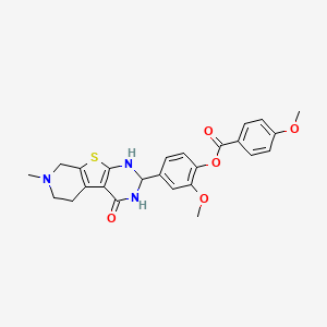 molecular formula C25H25N3O5S B12495897 [2-methoxy-4-(11-methyl-3-oxo-8-thia-4,6,11-triazatricyclo[7.4.0.02,7]trideca-1(9),2(7)-dien-5-yl)phenyl] 4-methoxybenzoate 