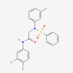 molecular formula C21H18ClFN2O3S B12495934 N-(3-chloro-4-fluorophenyl)-N~2~-(3-methylphenyl)-N~2~-(phenylsulfonyl)glycinamide 