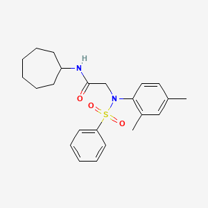 molecular formula C23H30N2O3S B12495994 N-cycloheptyl-N~2~-(2,4-dimethylphenyl)-N~2~-(phenylsulfonyl)glycinamide 