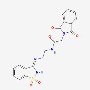 molecular formula C19H16N4O5S B12496053 N-{2-[(1,1-dioxido-1,2-benzothiazol-3-yl)amino]ethyl}-2-(1,3-dioxo-1,3-dihydro-2H-isoindol-2-yl)acetamide 
