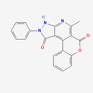 molecular formula C20H13N3O3 B12496087 5-Methyl-2-phenyl-2,3-dihydrochromeno[4,3-d]pyrazolo[3,4-b]pyridine-1,6-dione 