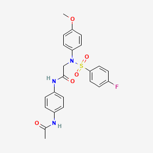 molecular formula C23H22FN3O5S B12496105 N-[4-(acetylamino)phenyl]-N~2~-[(4-fluorophenyl)sulfonyl]-N~2~-(4-methoxyphenyl)glycinamide 