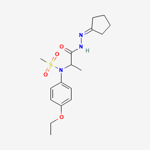 molecular formula C17H25N3O4S B12496110 N-[1-(2-cyclopentylidenehydrazinyl)-1-oxopropan-2-yl]-N-(4-ethoxyphenyl)methanesulfonamide (non-preferred name) 
