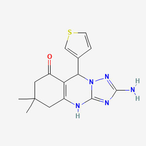 molecular formula C15H17N5OS B12496138 2-amino-6,6-dimethyl-9-(thiophen-3-yl)-5,6,7,9-tetrahydro[1,2,4]triazolo[5,1-b]quinazolin-8(4H)-one 