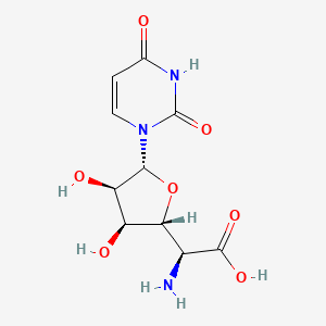 molecular formula C10H13N3O7 B1249615 (2S)-2-Amino-2-[(2R,3S,4R,5R)-5-(2,4-dioxopyrimidin-1-yl)-3,4-dihydroxyoxolan-2-yl]acetic acid CAS No. 24695-48-5
