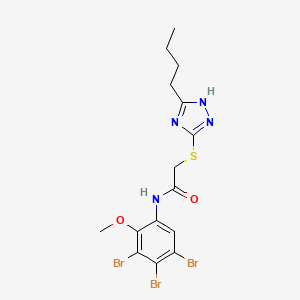 molecular formula C15H17Br3N4O2S B12496181 2-[(5-butyl-4H-1,2,4-triazol-3-yl)sulfanyl]-N-(3,4,5-tribromo-2-methoxyphenyl)acetamide 