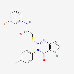 molecular formula C22H19BrN4O2S B12496246 N-(3-bromophenyl)-2-{[6-methyl-3-(4-methylphenyl)-4-oxo-4,5-dihydro-3H-pyrrolo[3,2-d]pyrimidin-2-yl]sulfanyl}acetamide 