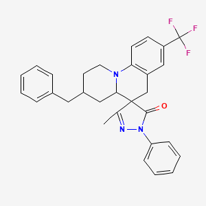 molecular formula C30H28F3N3O B12496290 3'-Benzyl-5-methyl-2-phenyl-8'-(trifluoromethyl)-1',2',3',4',4'A,6'-hexahydrospiro[pyrazole-4,5'-pyrido[1,2-A]quinolin]-3-one 