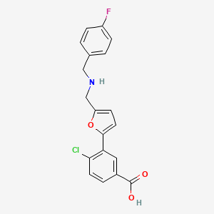 molecular formula C19H15ClFNO3 B12496345 4-Chloro-3-(5-{[(4-fluorobenzyl)amino]methyl}furan-2-yl)benzoic acid 