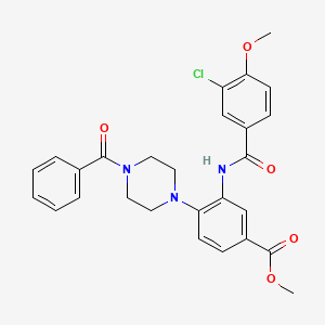 molecular formula C27H26ClN3O5 B12496354 Methyl 3-{[(3-chloro-4-methoxyphenyl)carbonyl]amino}-4-[4-(phenylcarbonyl)piperazin-1-yl]benzoate 