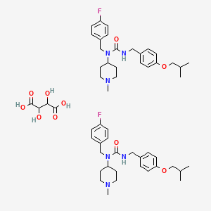 molecular formula C54H74F2N6O10 B1249642 (2R,3R)-2,3-dihydroxybutanedioic acid;1-[(4-fluorophenyl)methyl]-1-(1-methylpiperidin-4-yl)-3-[[4-(2-methylpropoxy)phenyl]methyl]urea 