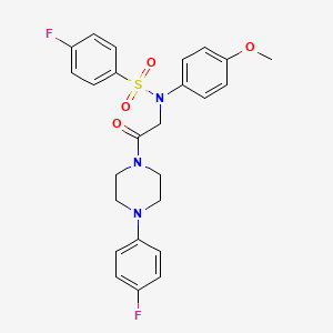 molecular formula C25H25F2N3O4S B12496575 4-fluoro-N-{2-[4-(4-fluorophenyl)piperazin-1-yl]-2-oxoethyl}-N-(4-methoxyphenyl)benzenesulfonamide 