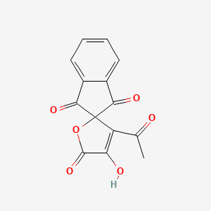 molecular formula C14H8O6 B12496627 3-Acetyl-4-hydroxyspiro[furan-2,2'-indene]-1',3',5-trione 