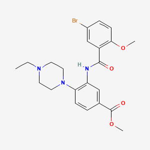 molecular formula C22H26BrN3O4 B12496640 Methyl 3-{[(5-bromo-2-methoxyphenyl)carbonyl]amino}-4-(4-ethylpiperazin-1-yl)benzoate 