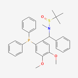 molecular formula C32H36NO3PS B12496668 N-{[2-(diphenylphosphanyl)-4,5-dimethoxyphenyl](phenyl)methyl}-N,2-dimethylpropane-2-sulfinamide 