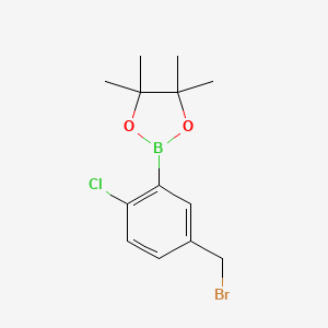 molecular formula C13H17BBrClO2 B12496697 2-(5-(Bromomethyl)-2-chlorophenyl)-4,4,5,5-tetramethyl-1,3,2-dioxaborolane 