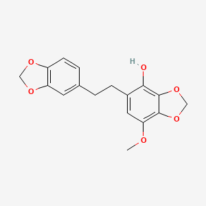 molecular formula C17H16O6 B1249674 1,3-Benzodioxol-4-ol, 5-[2-(1,3-benzodioxol-5-yl)ethyl]-7-methoxy- CAS No. 875534-04-6