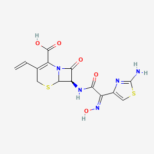 molecular formula C14H13N5O5S2 B1249680 (7R)-7-[[(2Z)-2-(2-amino-1,3-thiazol-4-yl)-2-hydroxyiminoacetyl]amino]-3-ethenyl-8-oxo-5-thia-1-azabicyclo[4.2.0]oct-2-ene-2-carboxylic acid 