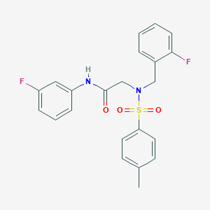 molecular formula C22H20F2N2O3S B12496820 N~2~-(2-fluorobenzyl)-N-(3-fluorophenyl)-N~2~-[(4-methylphenyl)sulfonyl]glycinamide 