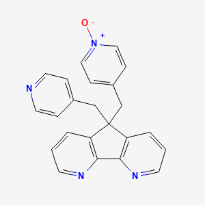 molecular formula C23H18N4O B1249686 8-[(1-Oxidopyridin-1-ium-4-yl)methyl]-8-(pyridin-4-ylmethyl)-3,13-diazatricyclo[7.4.0.02,7]trideca-1(9),2(7),3,5,10,12-hexaene 