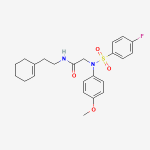 molecular formula C23H27FN2O4S B12497018 N-[2-(cyclohex-1-en-1-yl)ethyl]-N~2~-[(4-fluorophenyl)sulfonyl]-N~2~-(4-methoxyphenyl)glycinamide 