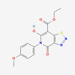 molecular formula C15H13N3O5S B12497041 Ethyl 6-hydroxy-5-(4-methoxyphenyl)-4-oxo-[1,2,3]thiadiazolo[4,5-c]pyridine-7-carboxylate 