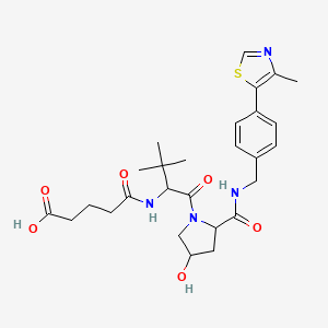 molecular formula C27H36N4O6S B12497170 5-[[(1S)-1-[(2S,4R)-4-hydroxy-2-[[4-(4-methylthiazol-5-yl)phenyl]methylcarbamoyl]pyrrolidine-1-carbonyl]-2,2-dimethyl-propyl]amino]-5-oxo-pentanoic acid 