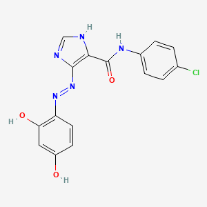 molecular formula C16H12ClN5O3 B12497264 N-(4-chlorophenyl)-5-[(E)-(2,4-dihydroxyphenyl)diazenyl]-1H-imidazole-4-carboxamide 