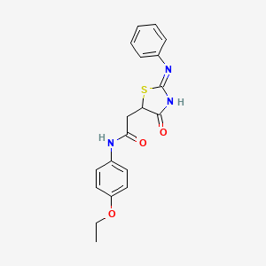 molecular formula C19H19N3O3S B12497272 N-(4-ethoxyphenyl)-2-[(2E)-4-oxo-2-(phenylimino)-1,3-thiazolidin-5-yl]acetamide 