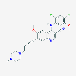4-[(2,4-Dichloro-5-methoxyphenyl)amino]-6-methoxy-7-[4-(4-methylpiperazin-1-yl)but-1-ynyl]-3-quinolinecarbonitrile